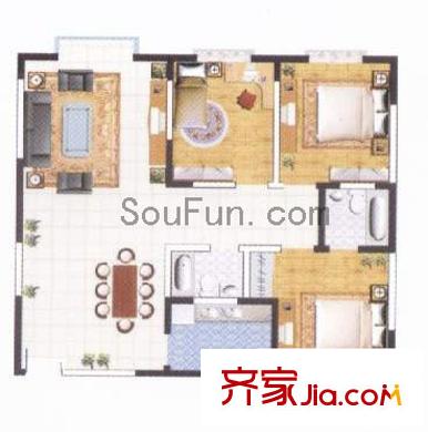 麗景天下戶型圖3室2廳2衛(wèi)1廚