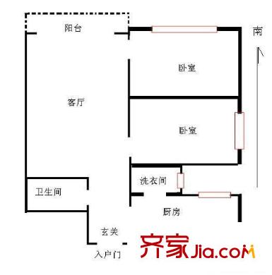 張家堡新區(qū) 2室戶型圖