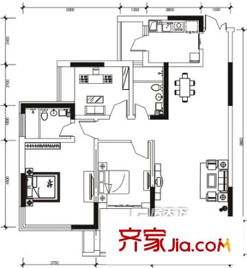 智慧城五期 2室 戶型圖