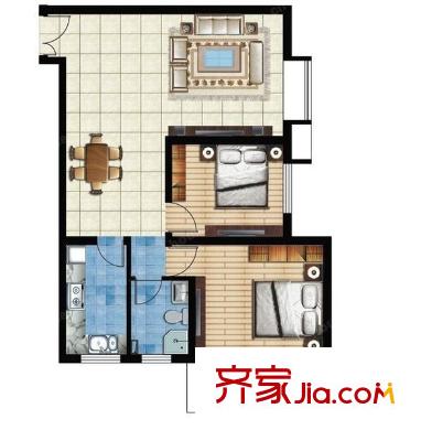 智慧城五期 2室 戶型圖