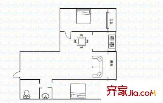 金葉家園 2室 戶型圖
