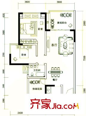 智慧城五期 2室 戶型圖