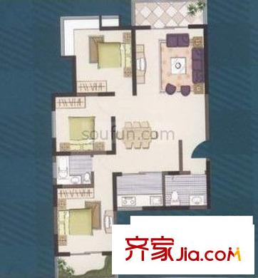  蘇格蘭風笛 戶型圖 3室2廳2衛(wèi)