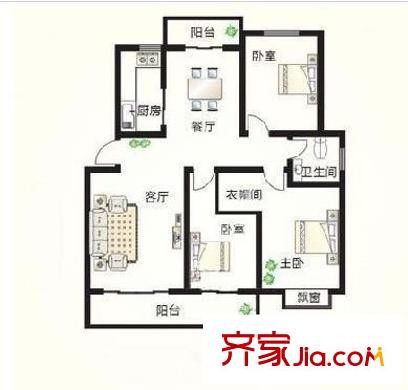 生產(chǎn)資料小區(qū) 3室 戶型圖