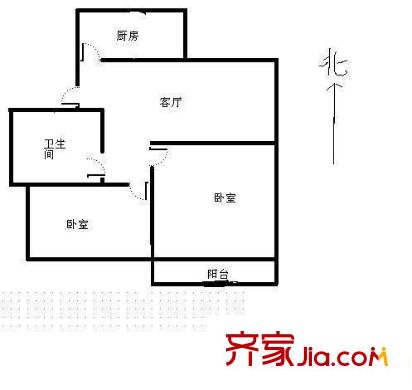 生產(chǎn)資料小區(qū) 2室 戶型圖
