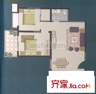 蘇格蘭風笛 戶型圖 2室2廳1衛(wèi)
