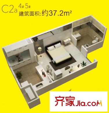 高科尚都4#5#樓C2a戶型圖 1室1衛(wèi)1廚