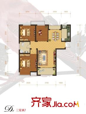 易居熙園5號(hào)樓D1戶型 3室2廳1衛(wèi)1廚