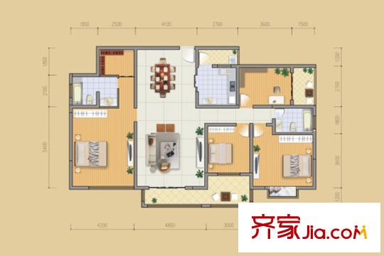 盛世商都商業(yè)樓 3室 戶型圖