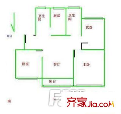 水利局家屬院 3室 戶型圖