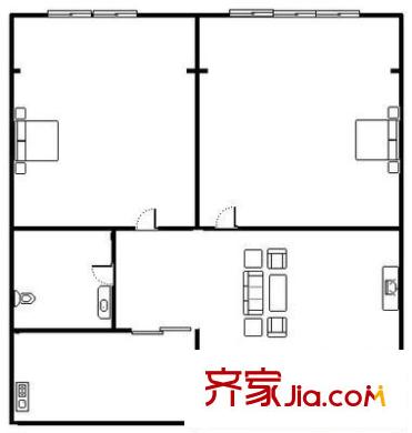 自由際 2室 戶型圖