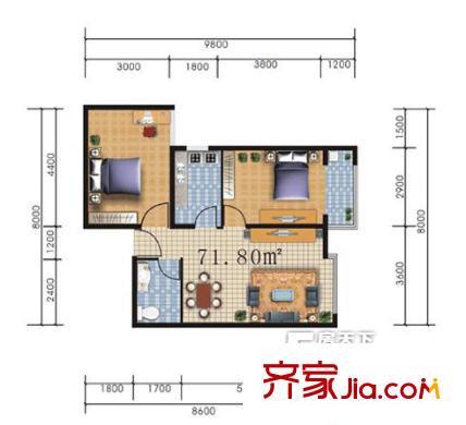 三星麗座 2室 戶型圖