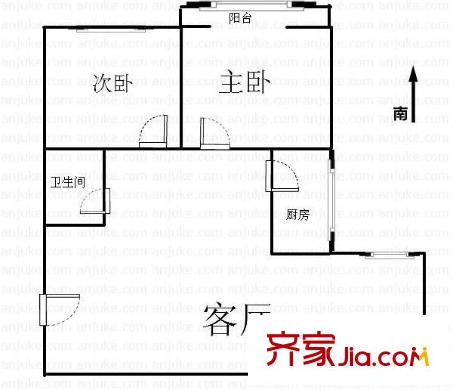 自由際 1室 戶型圖