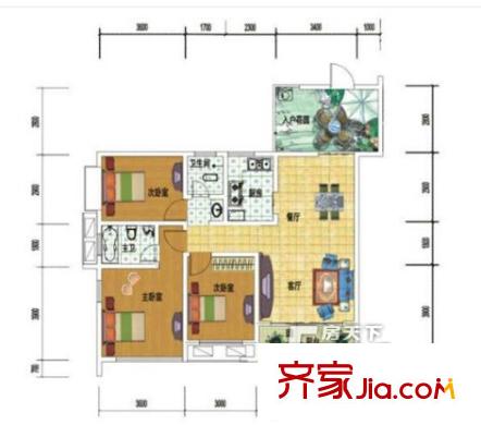 亮麗商務(wù)綜合樓 3室 戶型圖