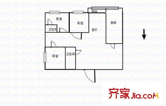 紫旭花園 3室 戶型圖