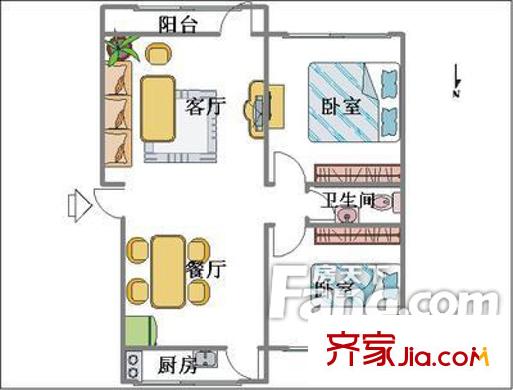 西安 聚源小區(qū) 1室  戶型圖