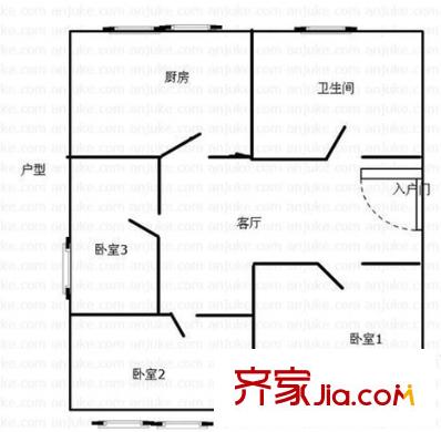 紫旭花園 3室 戶型圖