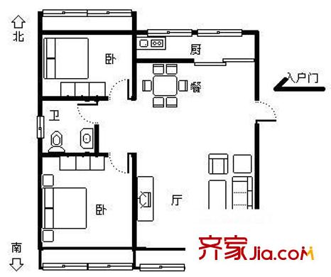 西長(zhǎng)安街長(zhǎng)樂小區(qū)戶型圖長(zhǎng)樂小區(qū) 2室 戶型圖 2室2廳1衛(wèi)1廚