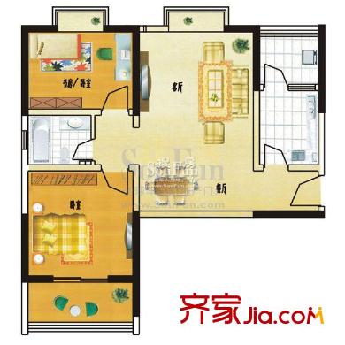 陽光家園戶型圖戶型圖 2室2廳1衛(wèi)1廚