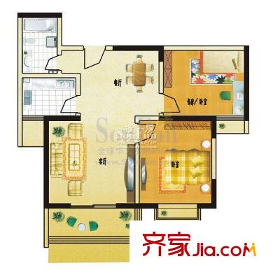 陽光家園戶型圖戶型圖 2室2廳1衛(wèi)1廚