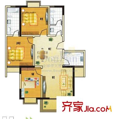 陽光家園戶型圖戶型圖 3室2廳2衛(wèi)1廚