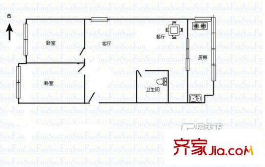 西勘新苑戶型圖西堪新苑 2室 戶型圖 2室2廳1衛(wèi)1廚