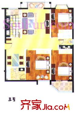 翔瑞宜人家園戶型圖玉壁 3室2廳2衛(wèi)1廚