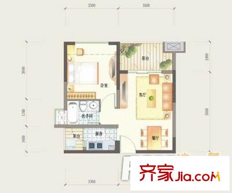 沁水源  1室 戶型圖