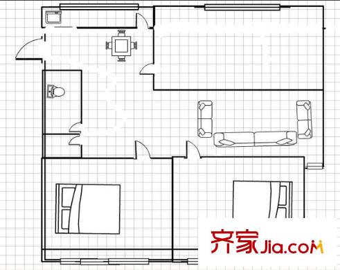 朱雀門建行家屬院 3室 戶型圖