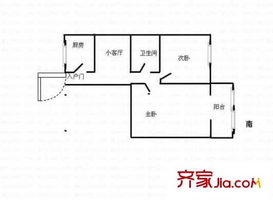 朱雀門建行家屬院 2室 戶型圖