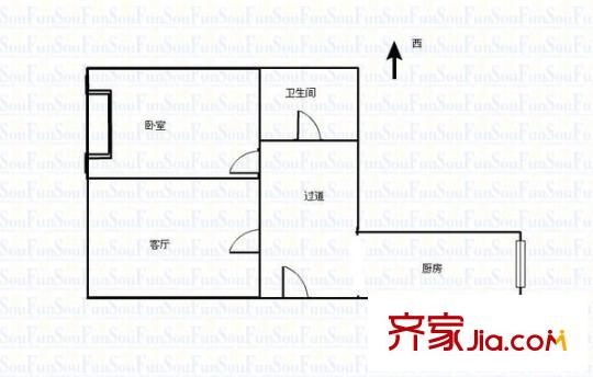 朱雀門建行家屬院 1室 戶型圖
