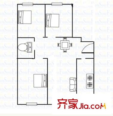 航天小區(qū) 3室 戶型圖