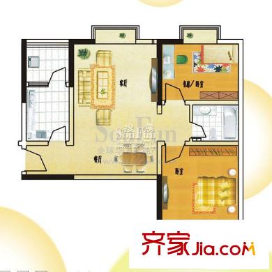 陽光家園戶型圖戶型圖 2室2廳1衛(wèi)1廚