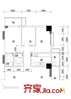 大明宮寓戶型圖1#樓2單元戶型1 3室2廳2衛(wèi)1廚