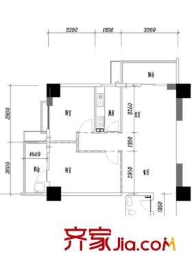 大明宮寓戶型圖1#樓1單元戶型 2室2廳1衛(wèi)1廚