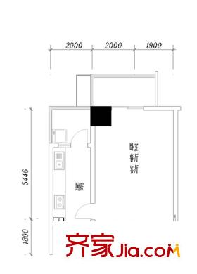大明宮寓戶型圖1#樓1單元戶型 1室1廳1衛(wèi)1廚