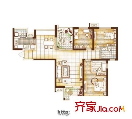 西安朝陽小區(qū) 3室 戶型圖
