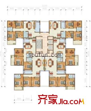 西安恒立苑戶(hù)型圖4室2廳2衛(wèi)1廚