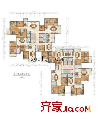 西安恒立苑戶型圖3室2廳2衛(wèi)1廚
