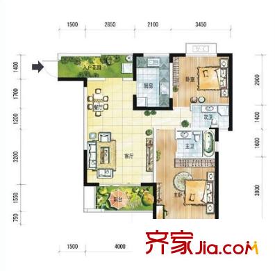 沁水源  2室 戶型圖