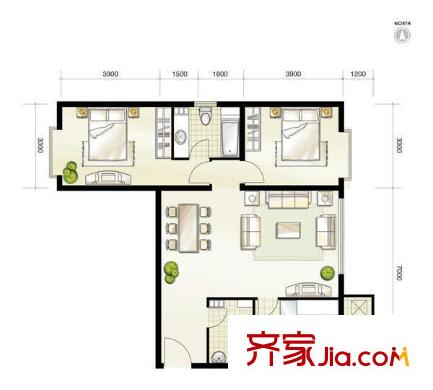 沁水源  2室 戶型圖