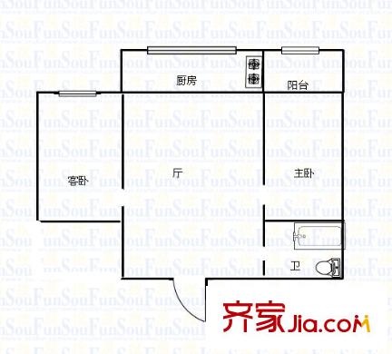 旺園大廈 戶型圖 2室1廳1衛(wèi) 
