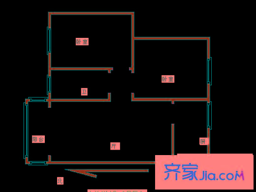 航天小區(qū) 2室 戶型圖