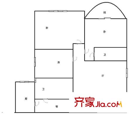 航天小區(qū) 3室 戶型圖