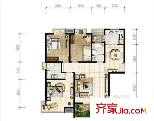 咸寧花園 2室戶型圖