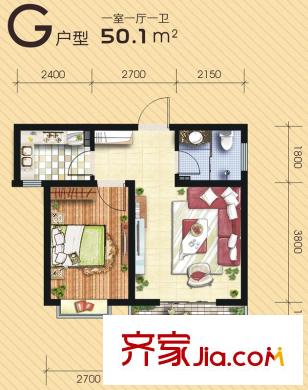 錦尚名城G戶型（售完） 1室1廳1衛(wèi)1廚