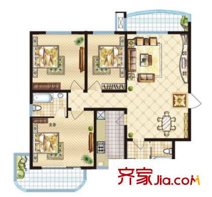  糖坊街單位家屬院 三室一廳 戶型圖