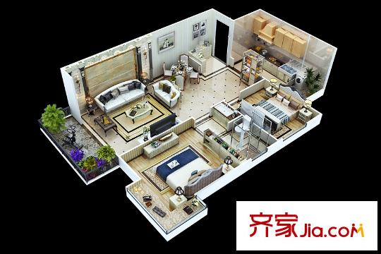 錦尚名城7號樓戶型2 2室2廳1衛(wèi)1廚