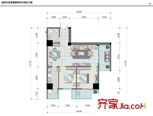 大明宮寓 2室 戶型圖