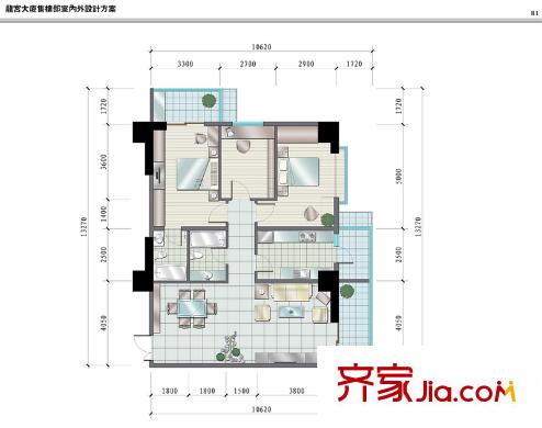 大明宮寓 2室 戶型圖